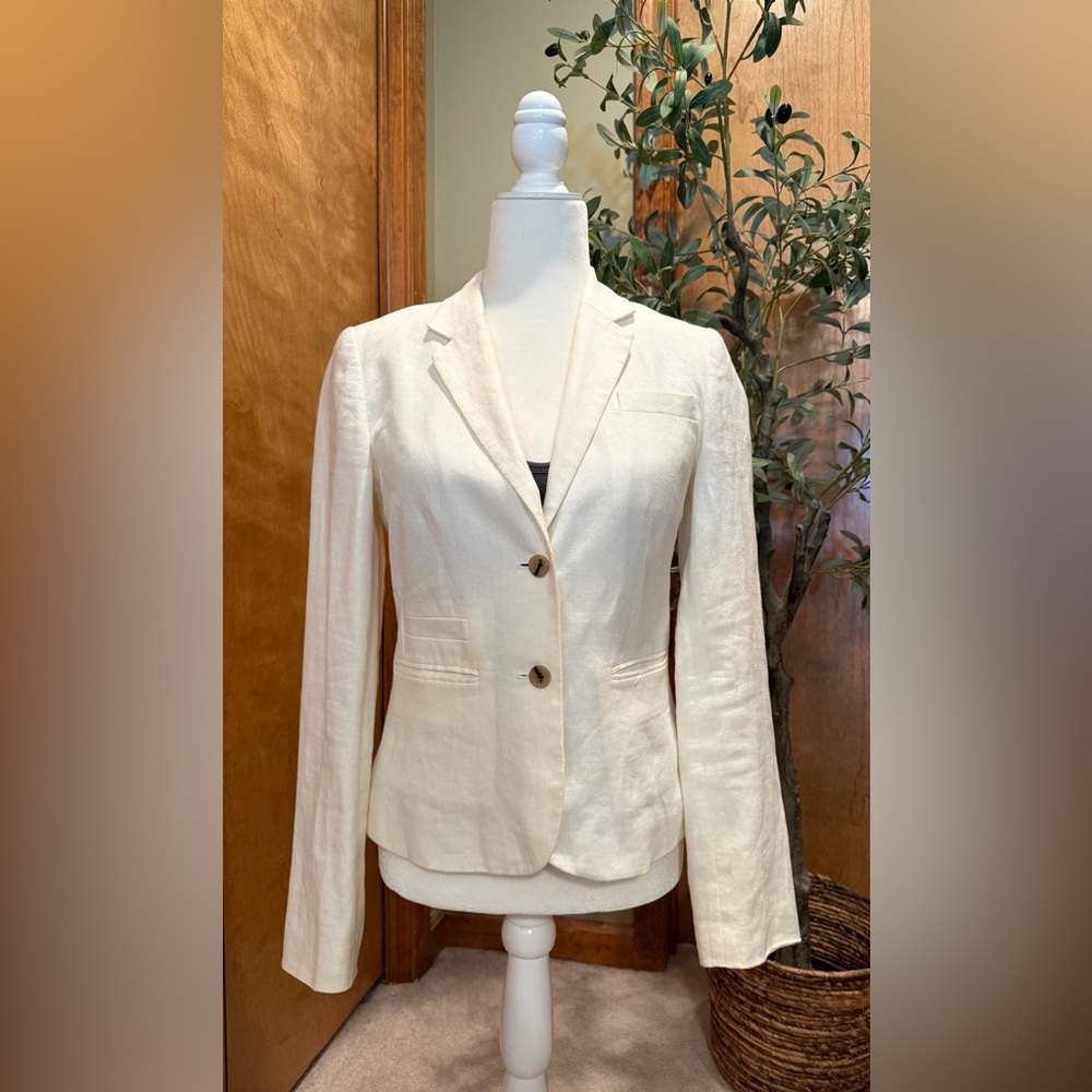 Banana Republic Women’s Lined Linen Jacket Blazer Size 4  Cream Off White